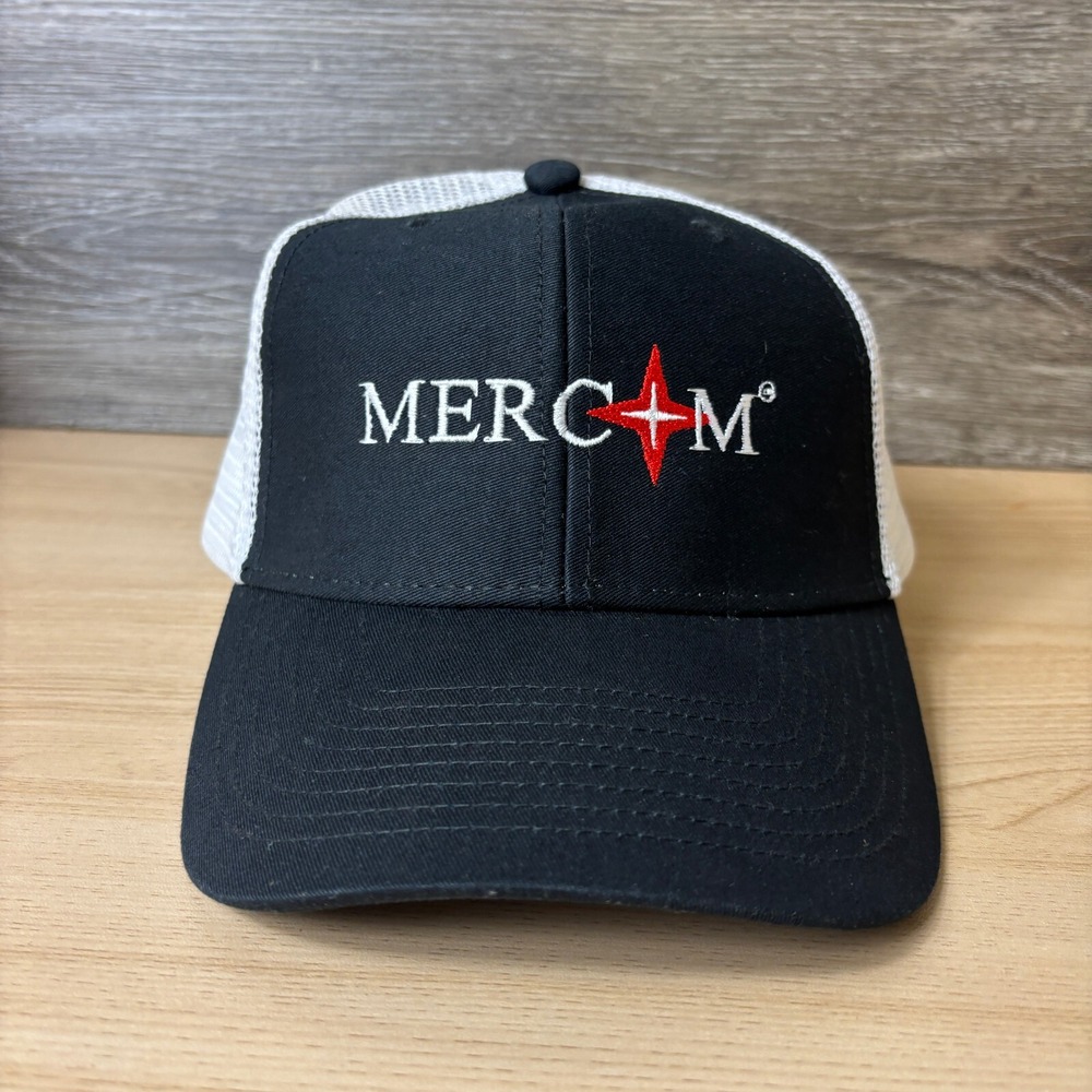 Mercom Hat Cap Snap Back Black Trucker Outdoors Adjustable